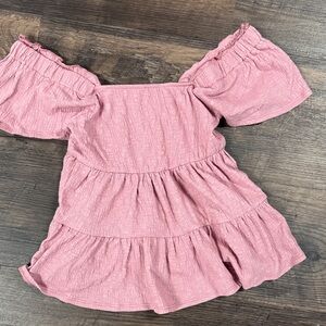 Altered State Pink Off-Shoulder ruffled shirt